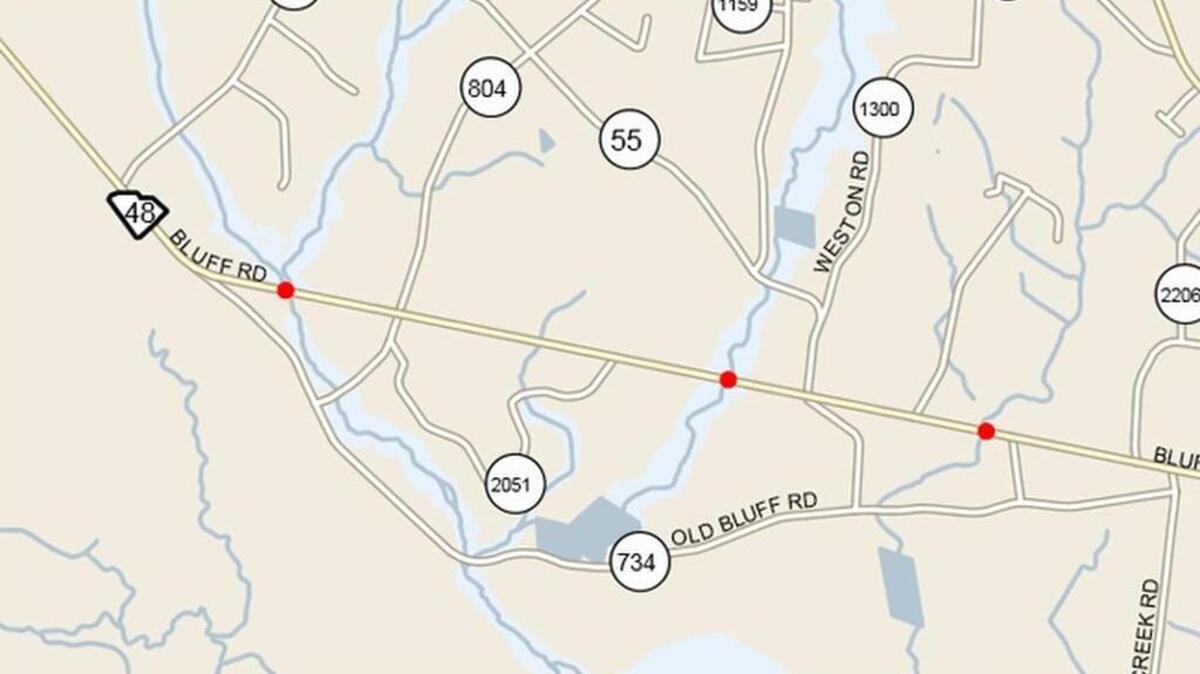 Three bridges (red dots) closed for replacement