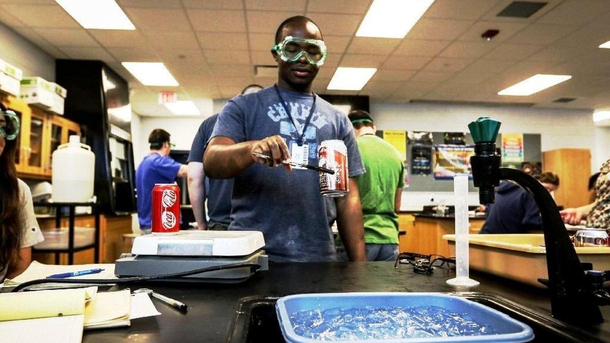 A Chapin High School student works in one of the school’s science labs in 2015.