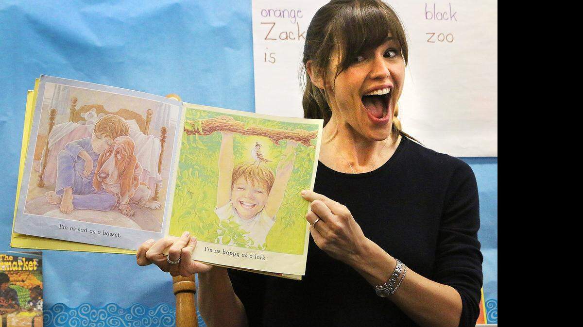 
Jennifer Garner reads “Quick As A Cricket” to Tersia Singleton and Jeannette Isaac's class at Bishopville Primary School. Garner, a celebrity representative of Save the Children, toured the school  Wednesday morning, as well as visited a home that receives the services the nonprofit provides to families in poverty. Since 2003, the nonprofit has partnered with 15 S.C. communities in 6 counties, serving 6,616 children.
