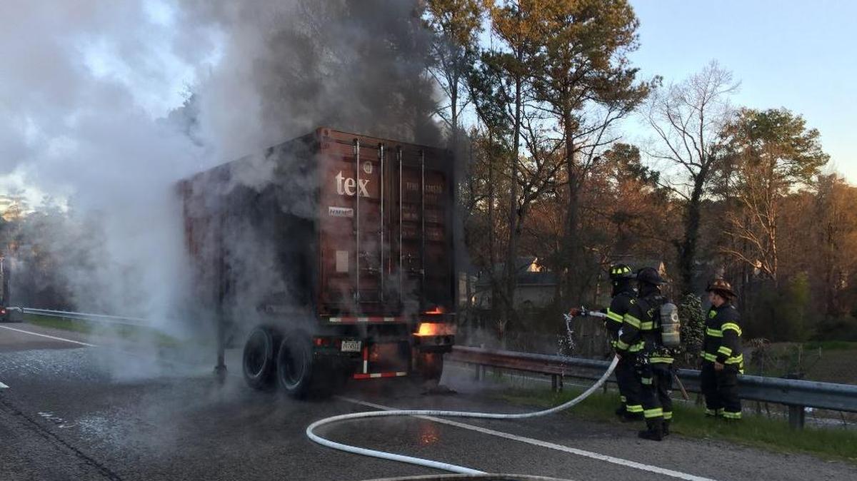 A tractor trailer fire on Interstate 26 near St. Andrews Road