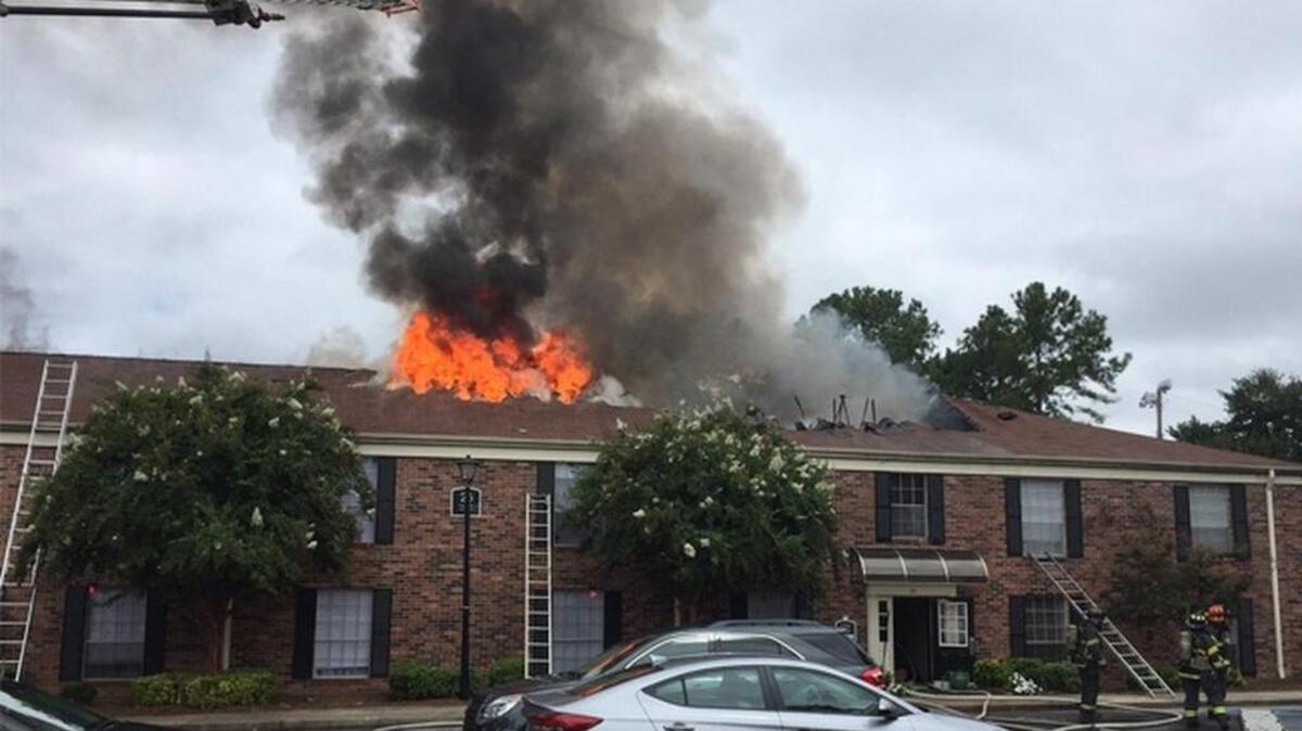 Firefighters battle blaze at 3611 Ranch Road on August 10, 2017.