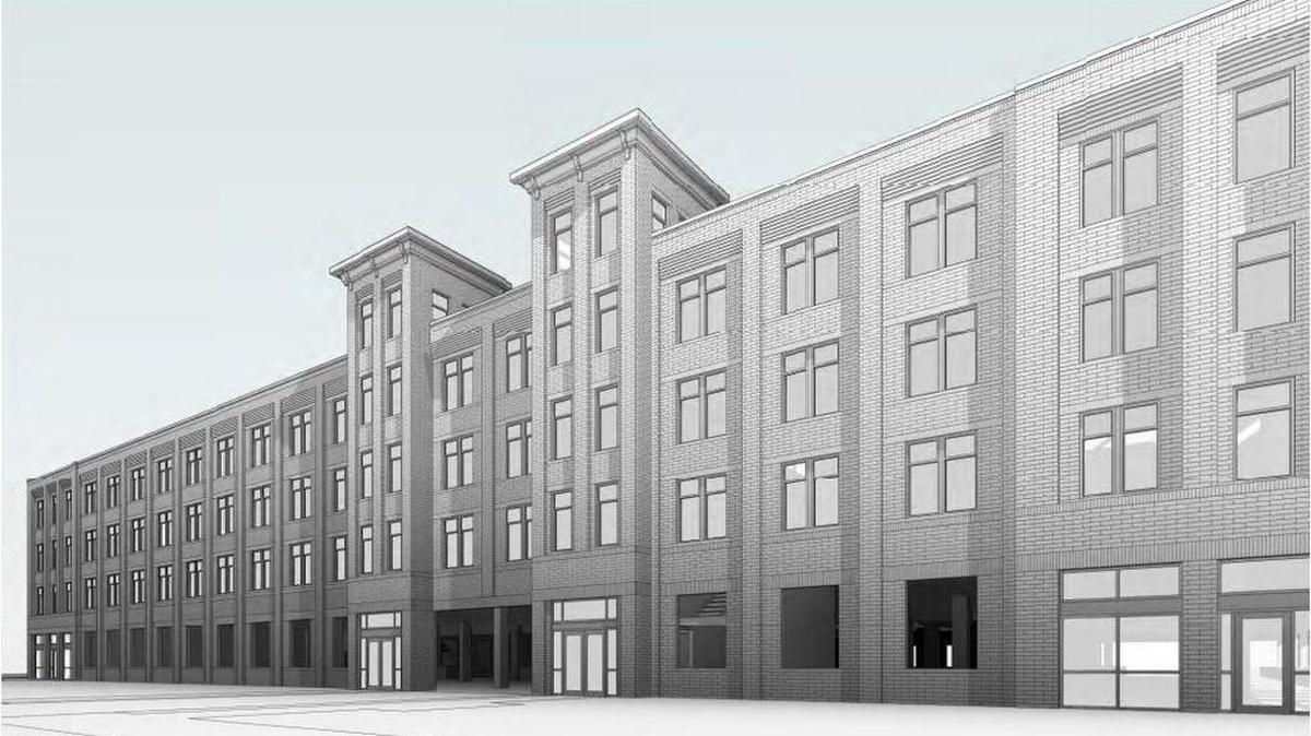 A rendering of plans for an apartment building at 875 Catawba St., planned by BET Investments.