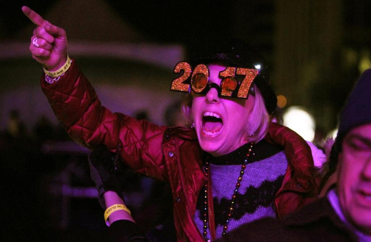 A Sister Hazel fan cheers as they perform during the Famously Hot New Year celebration in Columbia, SC, Saturday, December 31, 2016.