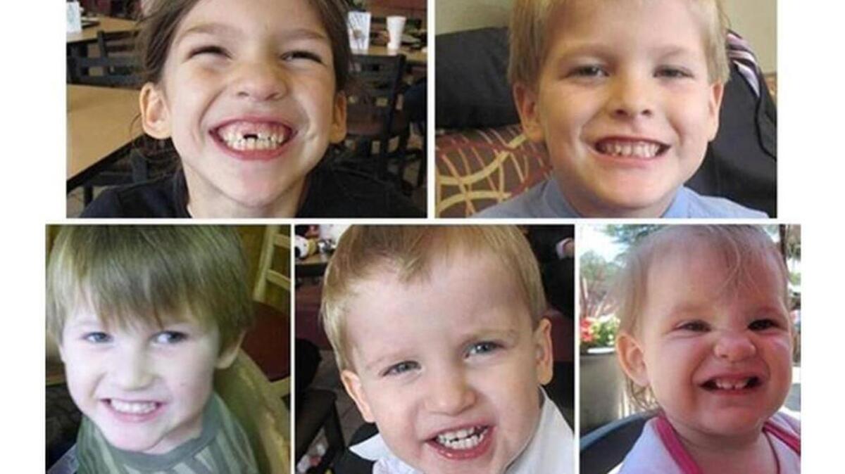 The five Jones children – Merah, 8, Elias, 7, Nahtahn, 6, Gabriel, 2, and Elaine, 1 – who authorities say were killed Aug. 28, 2014, in their Red Bank mobile home.