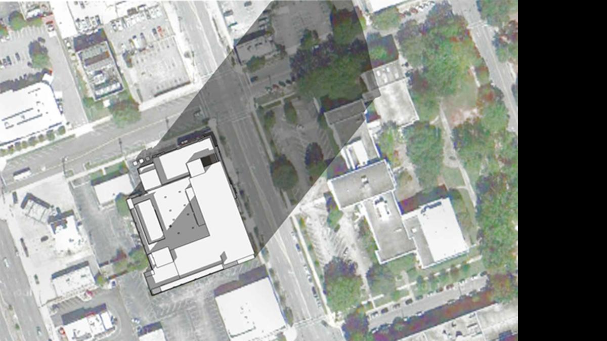 
A rendering from a shadow study by Humphreys & Partners Urban Architecture L.P. for a proposed 15-story, private student tower on south Main Street. The rendering shows the shadow cast at 3 p.m. on a Dec. 21, the winter solstice, when a shadow is cast over the University of South Carolina’s historic Horseshoe. The design group says the effect would not be severe. An alumni group disagrees.

