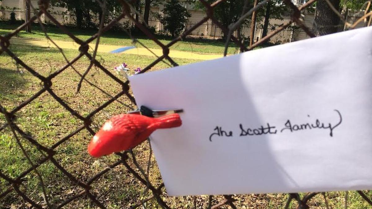 Small, makeshift memorials popped up at the park where Walter Scott was shot and killed by a North Charleston police officer in April 2015.