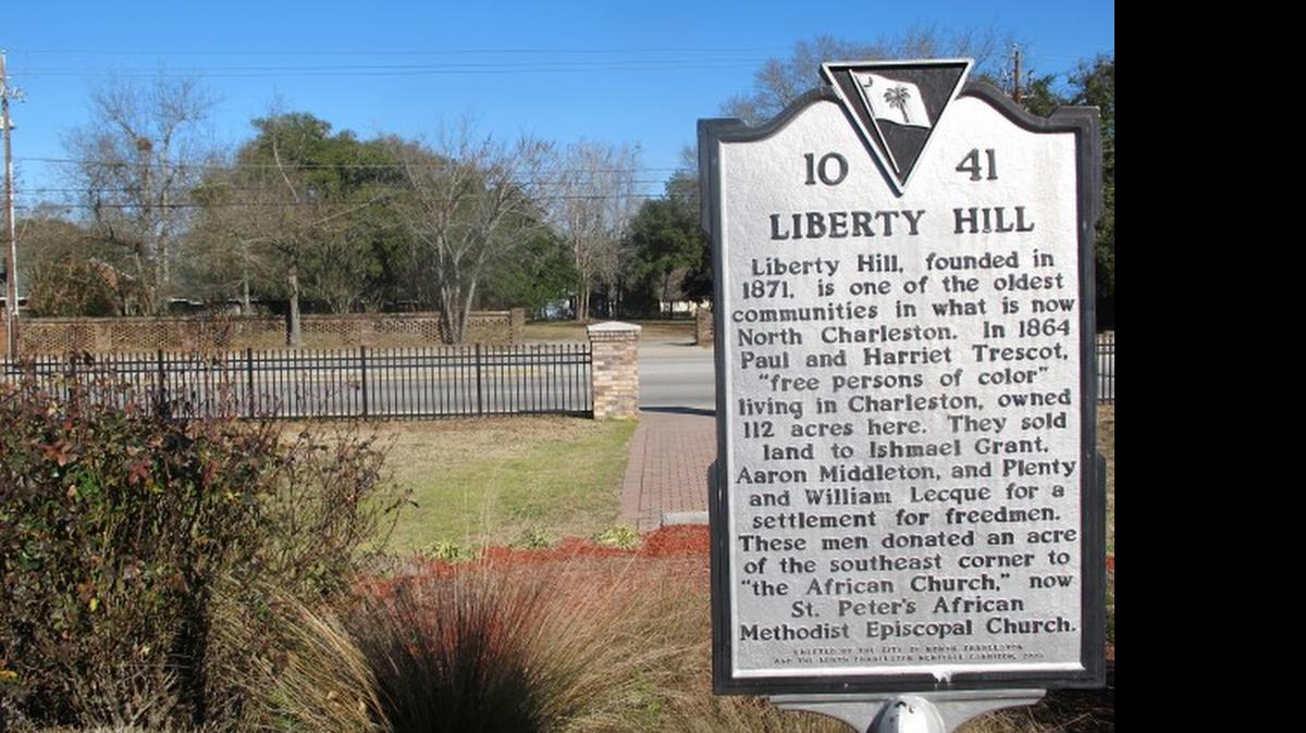 
In this Feb. 12 photograph, a marker is seen outlining some of the history of the Liberty Hill community in North Charleston. The community dates to the Reconstruction era. The National Park Service has announced a one-year study to be completed in 2016 surveying sites of national importance to the Reconstruction era that could be nominated as national historic landmarks.
