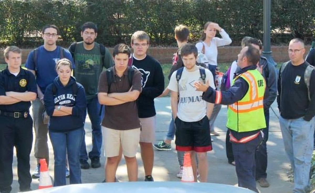The man missing from a boat on Lake Murray has been identified as former Columbia firefighter Durham DeLaura. In this October, 2013, photograph from the Columbia Fire Department, then CFD Rescue 1 Engineer Durham DeLaura talked with USC students about tools used during vehicle extrication demo at the Russell House.