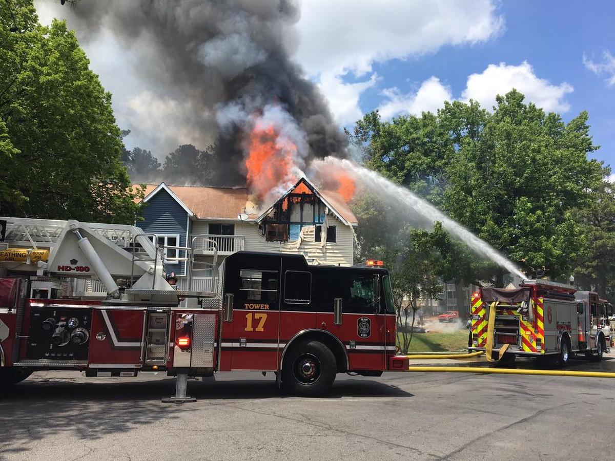 Crews battled a fire at an apartment building Thursday afternoon on Longcreek Drive.