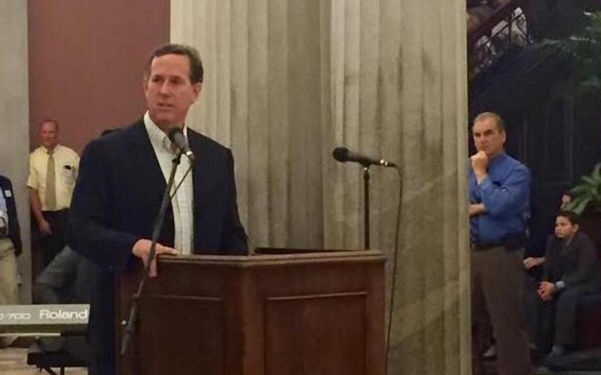
Republican presidential hopeful Rick Santorum speaks at a Christian prayer rally Saturday at the S.C. State House.
