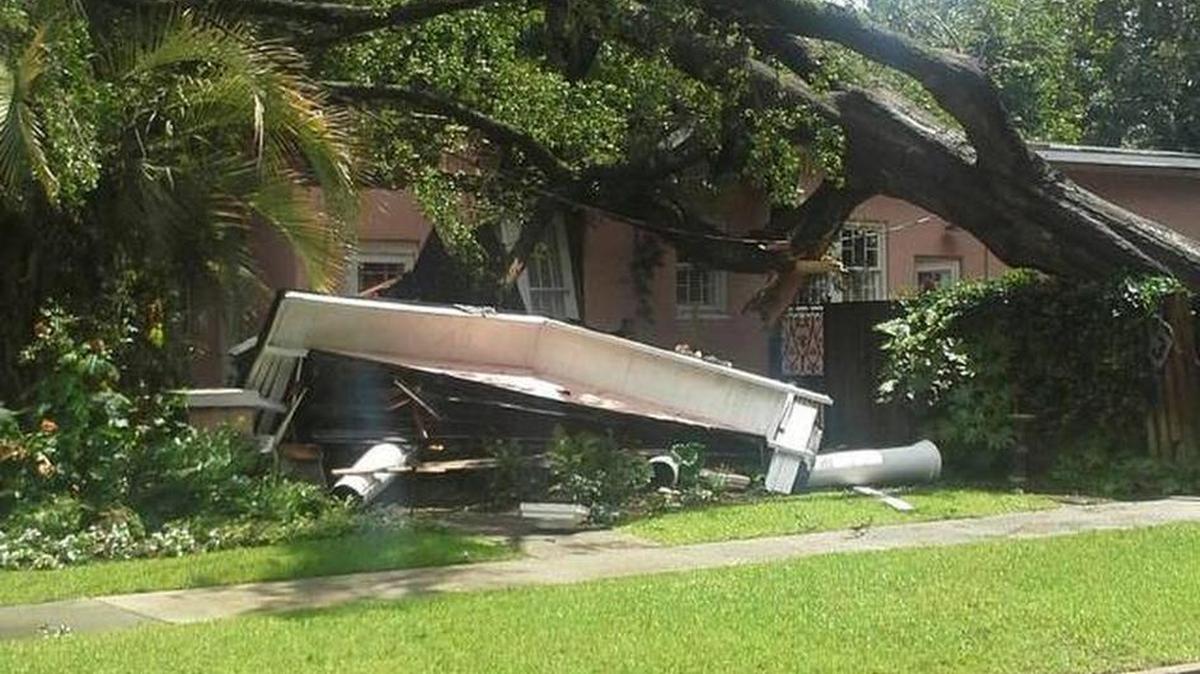 The Sims Avenue home was crushed by a tree during a June thunderstorm.