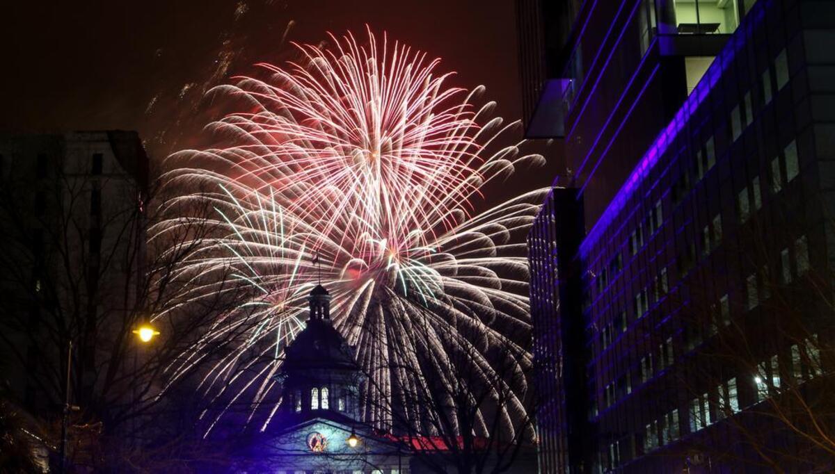 Fireworks explode over the South Carolina State House during a past Famously Hot New Year celebration in downtown Columbia.
