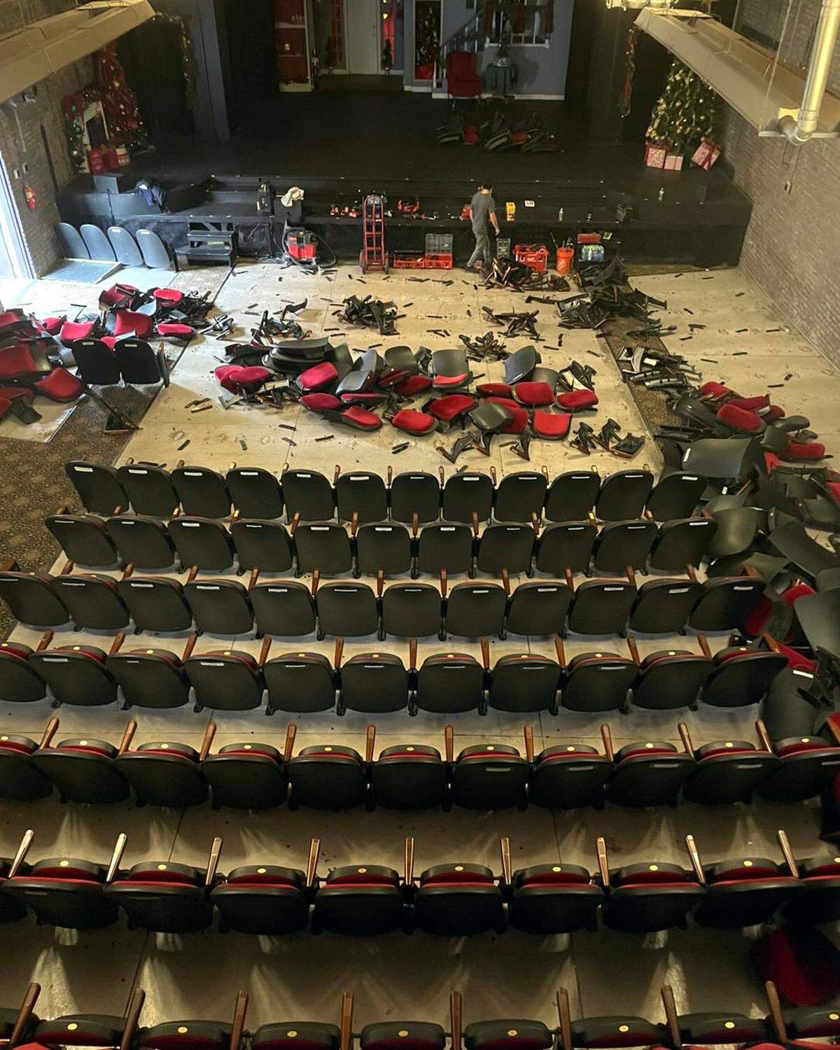 Town Theatre began tearing up seats in its auditorium this week as it undergoes renovations.
