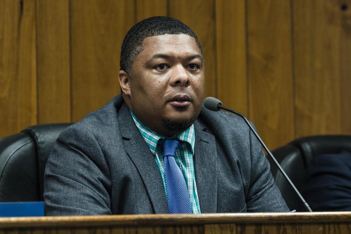 Councilman Cornelius Robinson of District 6, left, and former Jenkinsville plant employee Diana Robinson