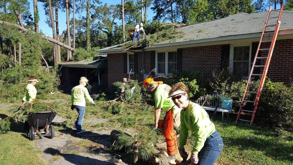 Volunteers from the S.C. Conference of the United Methodist Church helped remove trees from Richard and Lisa Hall’s Orangeburg house in the aftermath of Hurricane Matthew
