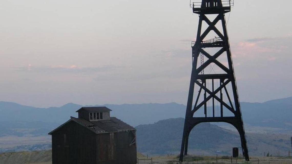 
Old mining structures at Butte, Mont., show the area’s history of gold and copper mining.

