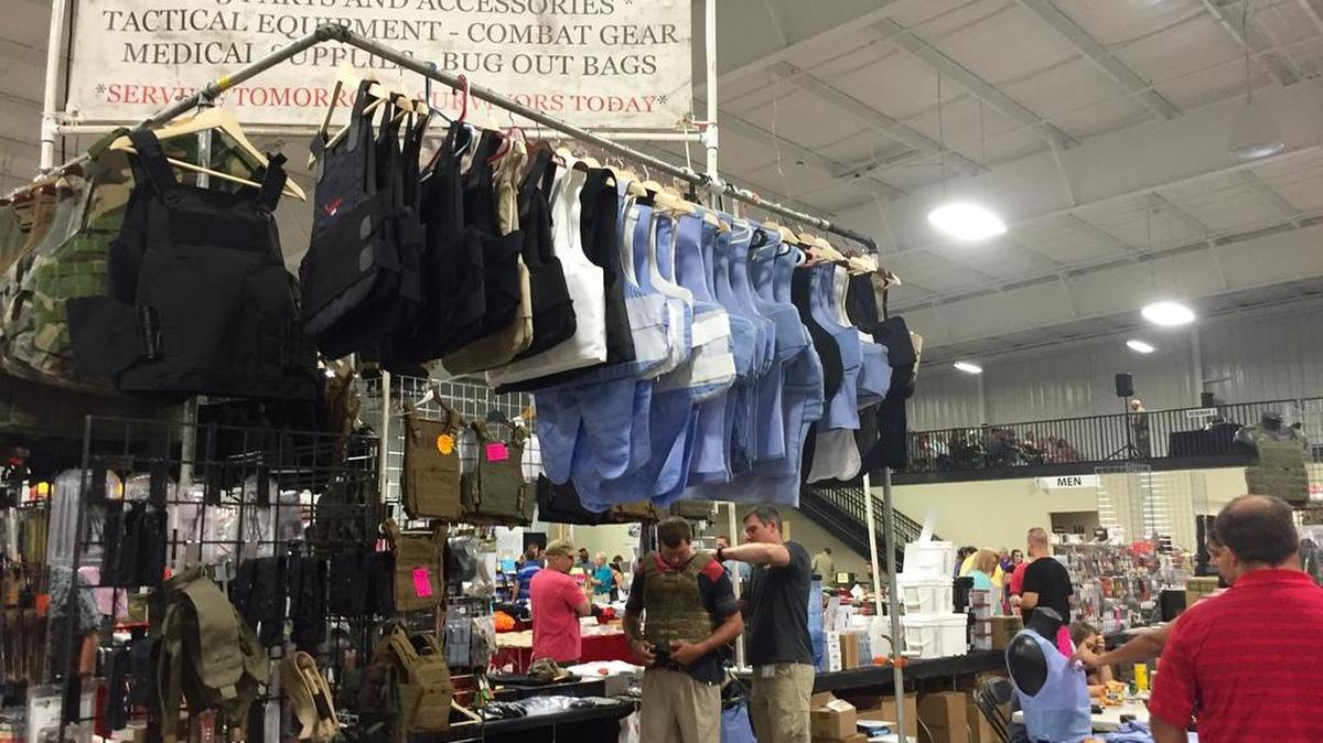 Body armor, medical kits, ammunition, and preserved food were among the many survivalist items available at the Greater South Carolina Survival Expo.