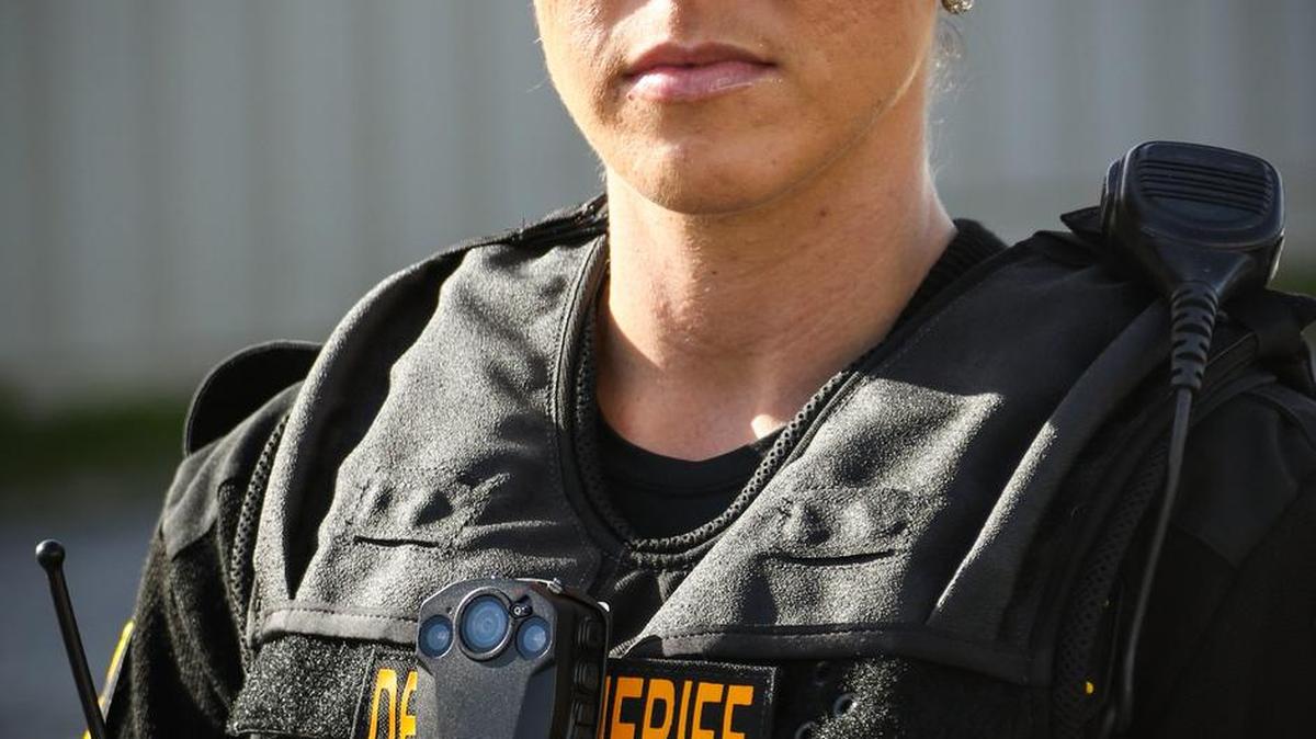Richland County Sheriff’s Department investigator Aubree Taylor is one of the officers testing body cameras before a purchase is made for the entire force. 1/6/16