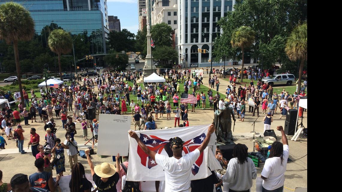 
Protesters rallied Saturday to remove the Confederate flag from the SC State House grounds.

