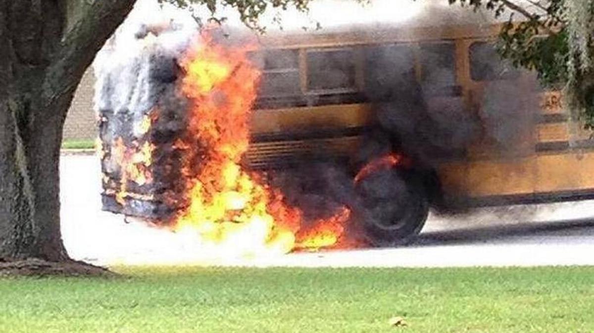 A bus intended to transport students from the Beaufort-Jasper Academy for Career Excellence caught fire the morning of Sept. 3, 2015.