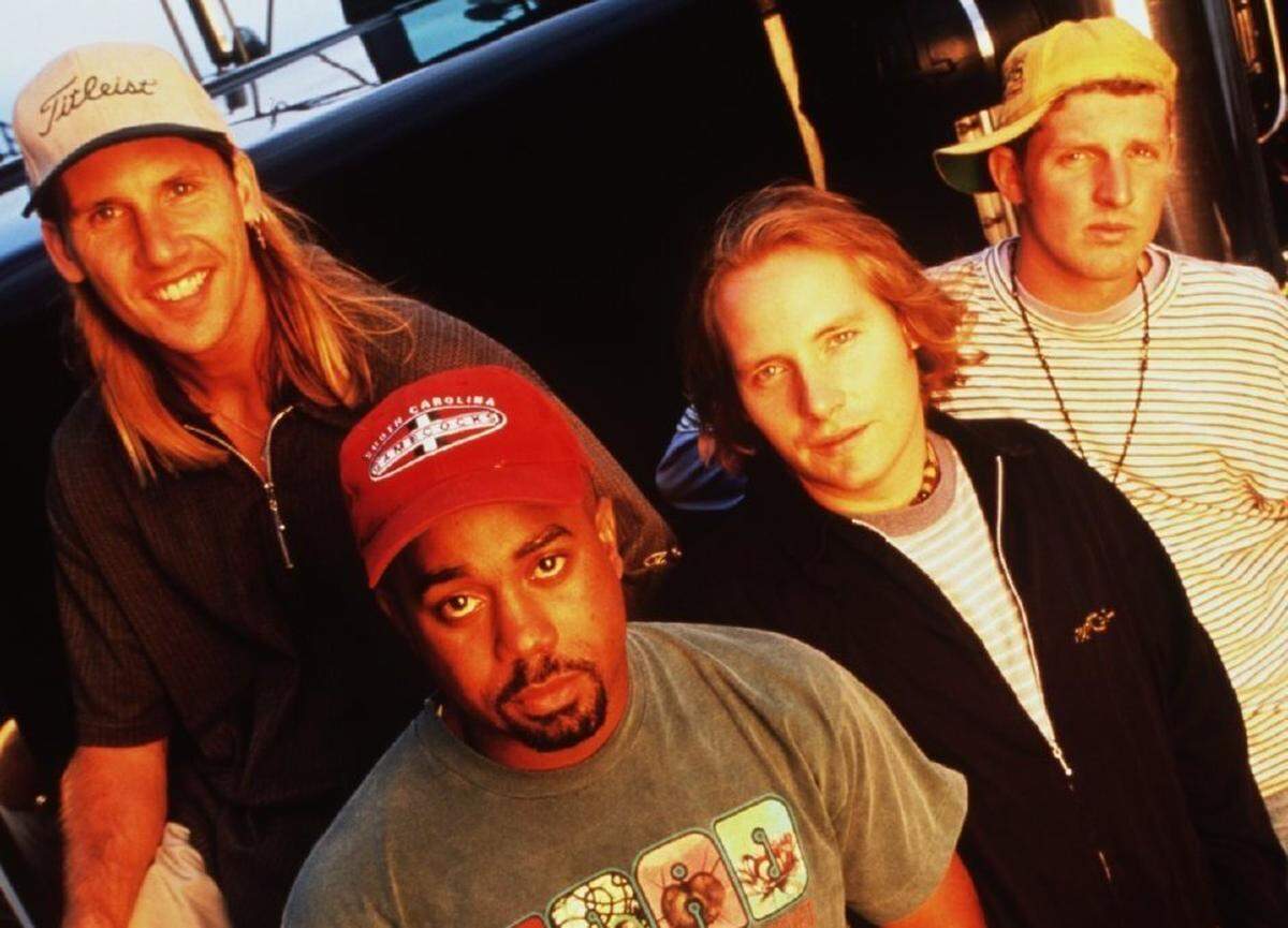 HOOTIE AND THE BLOWFISH--FILE PHOTO-- Jim Sonefeld, Darius Rucker, Dean Felber, Mark Bryan.