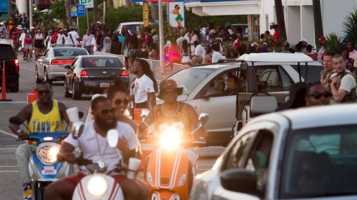 Throngs of traffic and festival goers fill South Ocean Boulevard during last year’s Atlantic Beach Bikefest in Myrtle Beach.