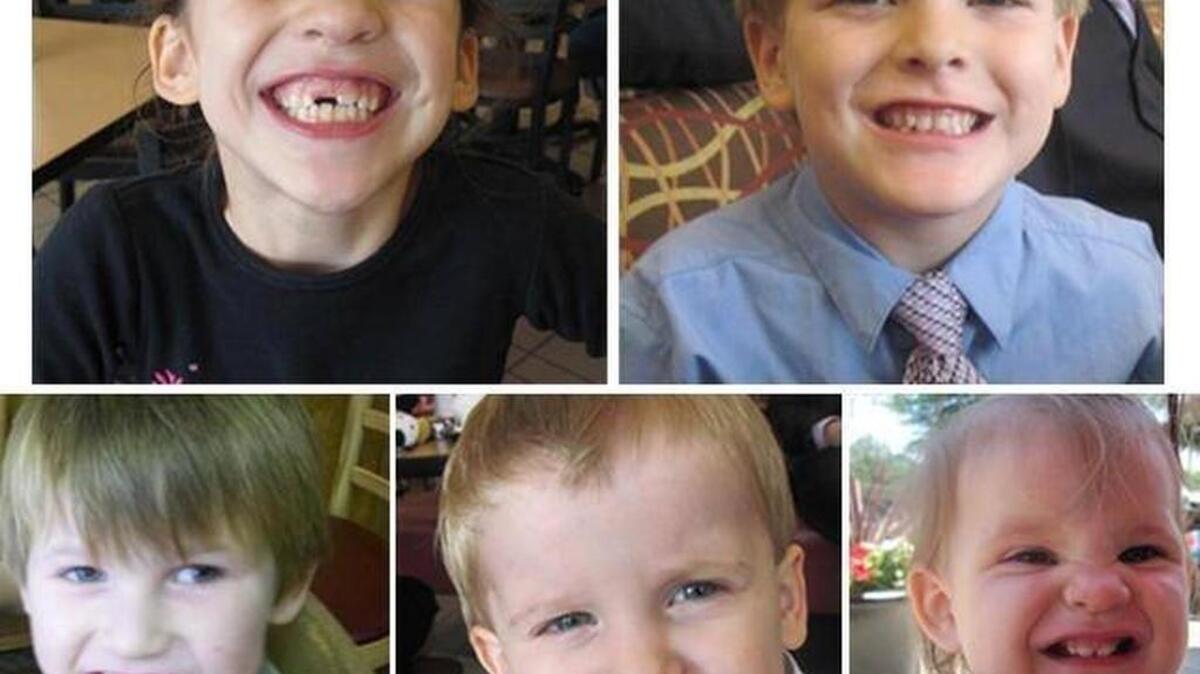 
The children, clockwise from top left: Merah, 8, Elias, 7, Elaine Marie, 1, Gabriel, 2, and Nahtahn, 6
