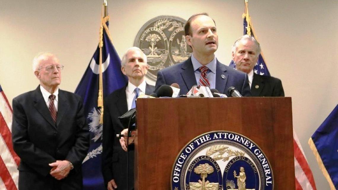 S.C. Attorney General Alan Wilson at his press conference March 30 in which he explained why he decided to fire special prosecutor David Pascoe.