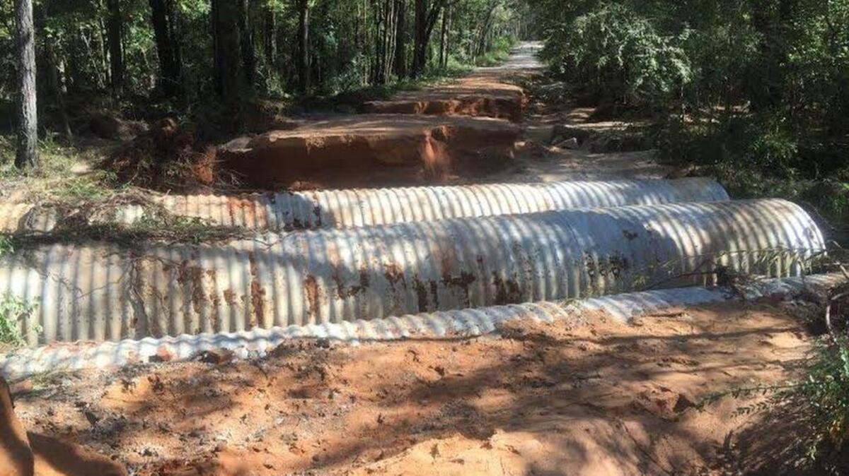 
Flood damage left on Bagpipe Road near Batesburg-Leesville.
