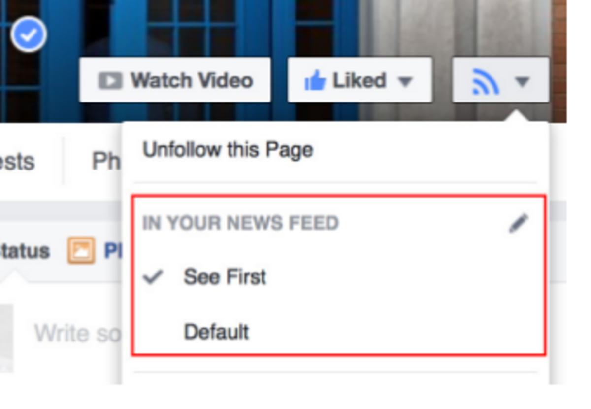 Click the RSS icon, then select “see first.”