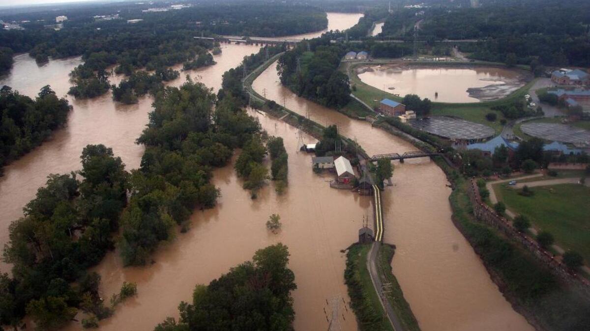
A view of the Columbia Canal, right, and the Broad River at left. The aerial tour Monday was provided the the SC Army National Guard. 10/5/15
