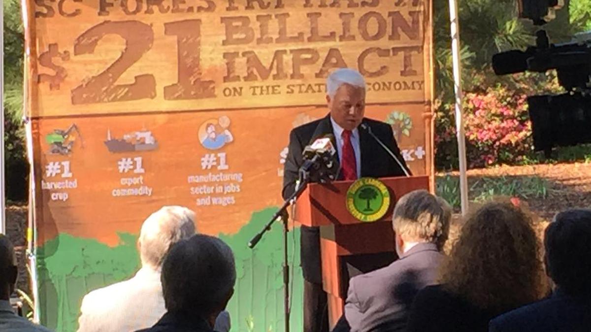 State Forestry Commission chief Gene Kodama speaks Wednesday. The commission is turning 90 years old.