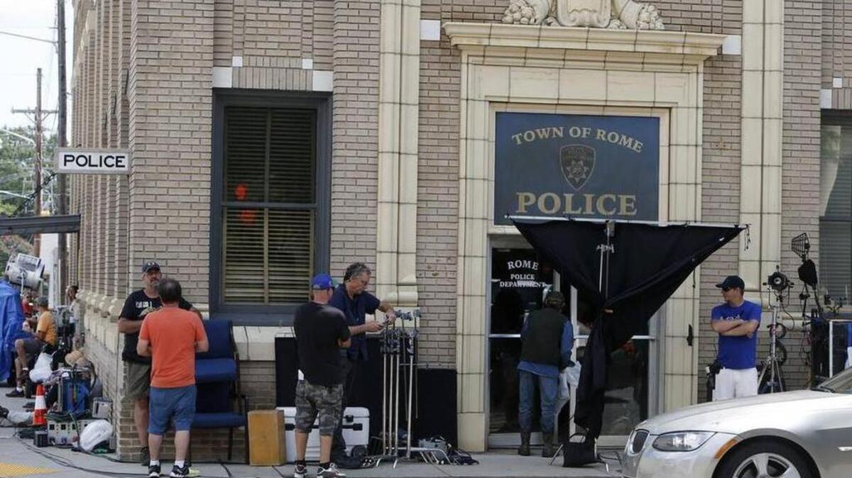 Film crews turned downtown Chester into “Rome, W. Va.” for the Cinemax production.