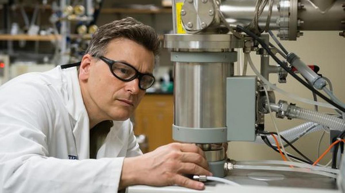 Stephen Foulger works in his lab at the Center for Optical Materials Science and Engineering Technologies, or COMSET.