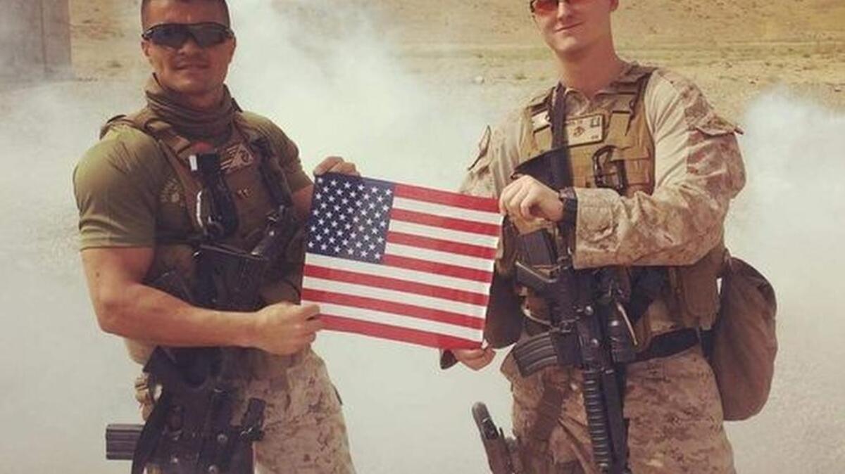 Gunnery Sergeant Geann Pereira, left, and Capt. Trey Kennedy. Both will receive the Navy and Marine Corps Medal for the same rescue operation in Afghanistan.