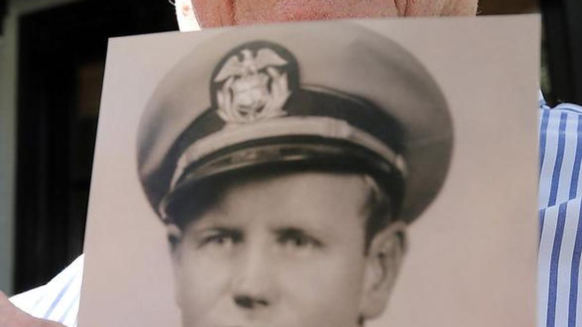 Douglas Ponischil, a 95-year-old Merchant Mariner, talks about his service on Monday, April 4, 2016. He moved up the ranks from a cabin boy to a captain as he served in two wars - World War II and the Korean War. The United States Merchant Marine Monument will be unveiled on Friday at 10:30 a.m. in Warbird Park near The Market Common.