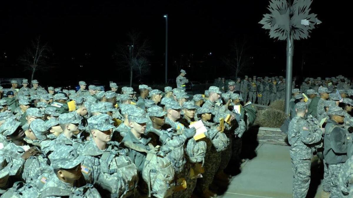 FILE PHOTO: In December, 2013, troops wait their turn to process out of Fort Jackson to head home for the holidays.