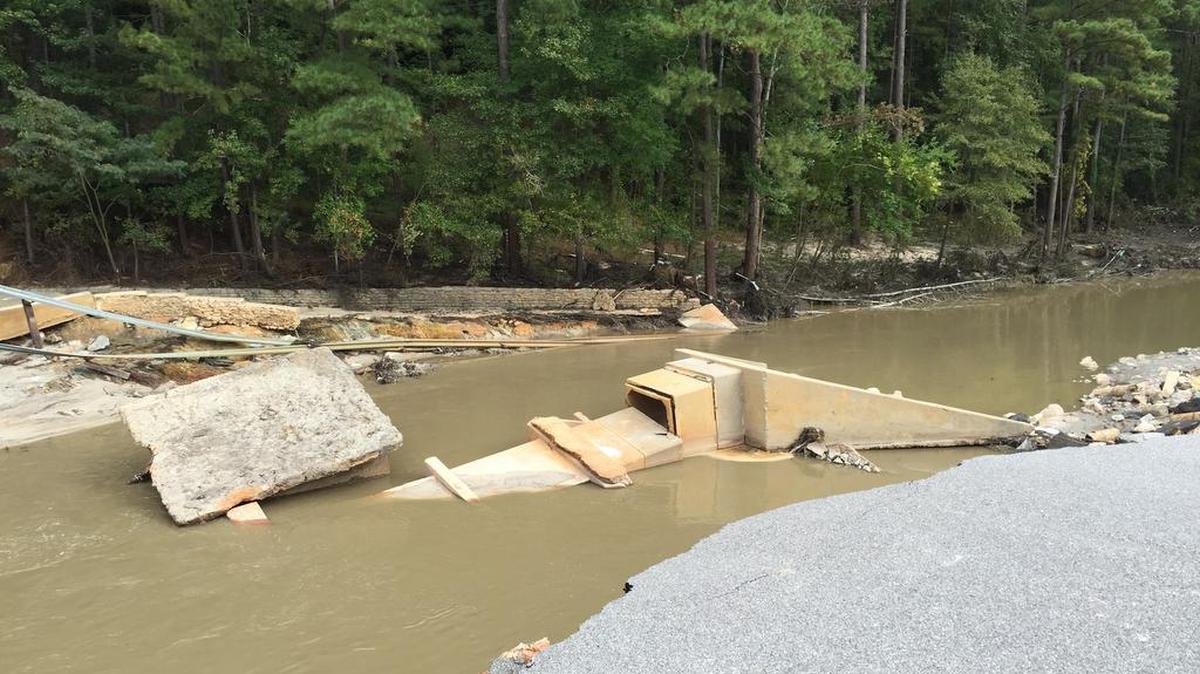 Dams like this one at Cary Lake in the Columbia area broke across South Carolina during a flood in October 2015