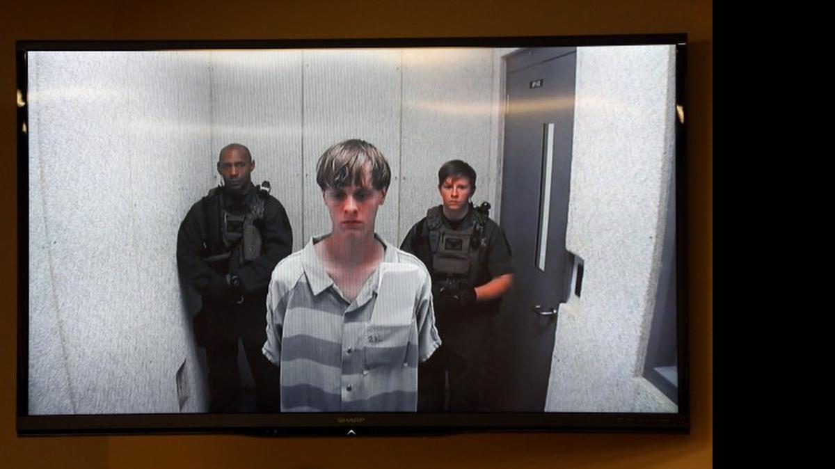
Dylann Roof appears Friday at a bond hearing court in North Charleston. (Grace Beahm/The Post And Courier via AP)
