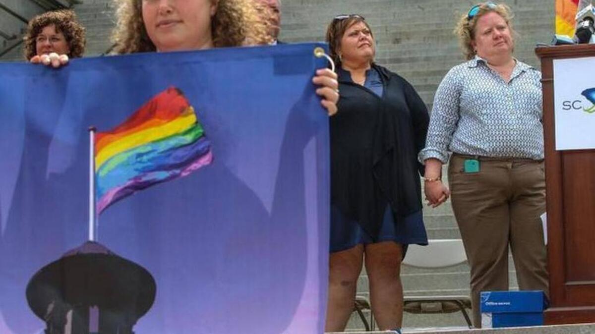 
In 2014, supporters of same-sex marriage hold a rally at the State House to deliver a petition on the issue to the S.C. attorney general’s office.
