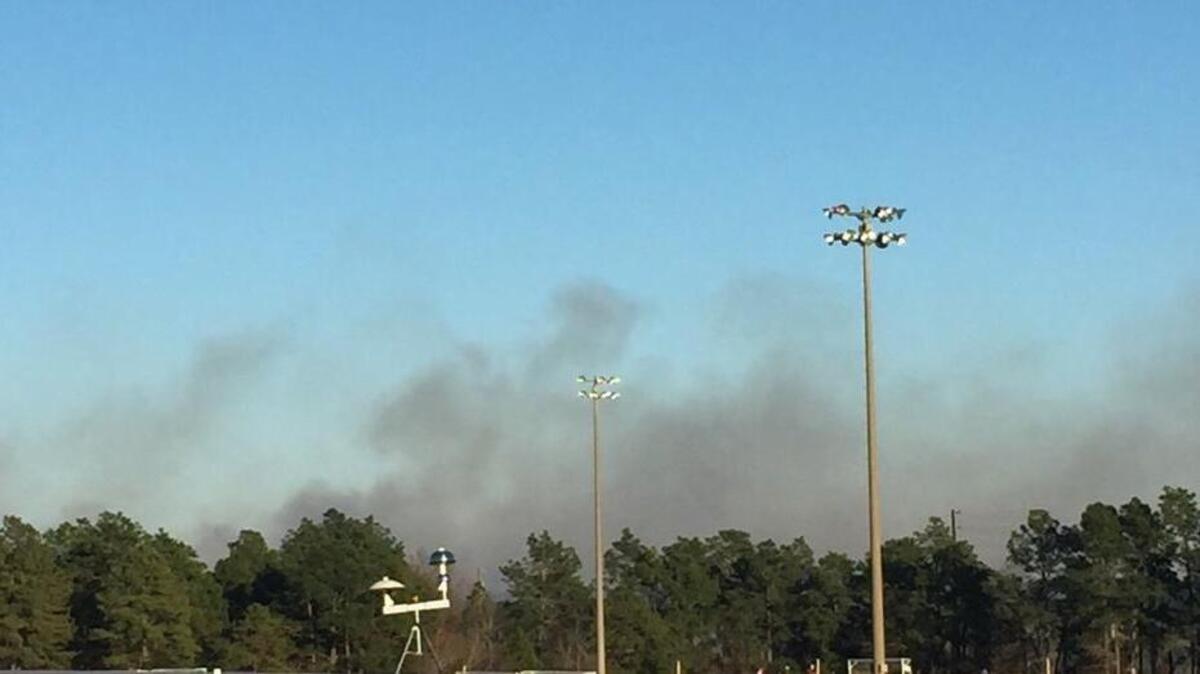 Smoke from prescribed burns at Fort Jackson, March 2018.