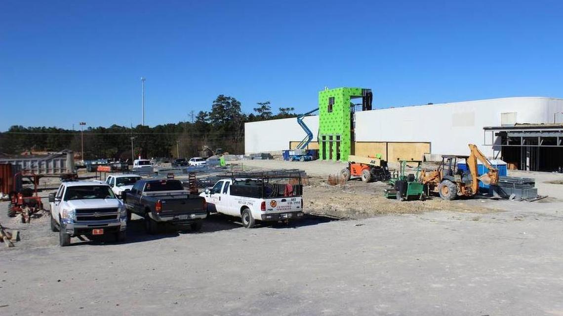 Construction work on the Decker Center in 2016. The facility, home to the Central Magistrate Court and a sheriff’s department substation, is now open.