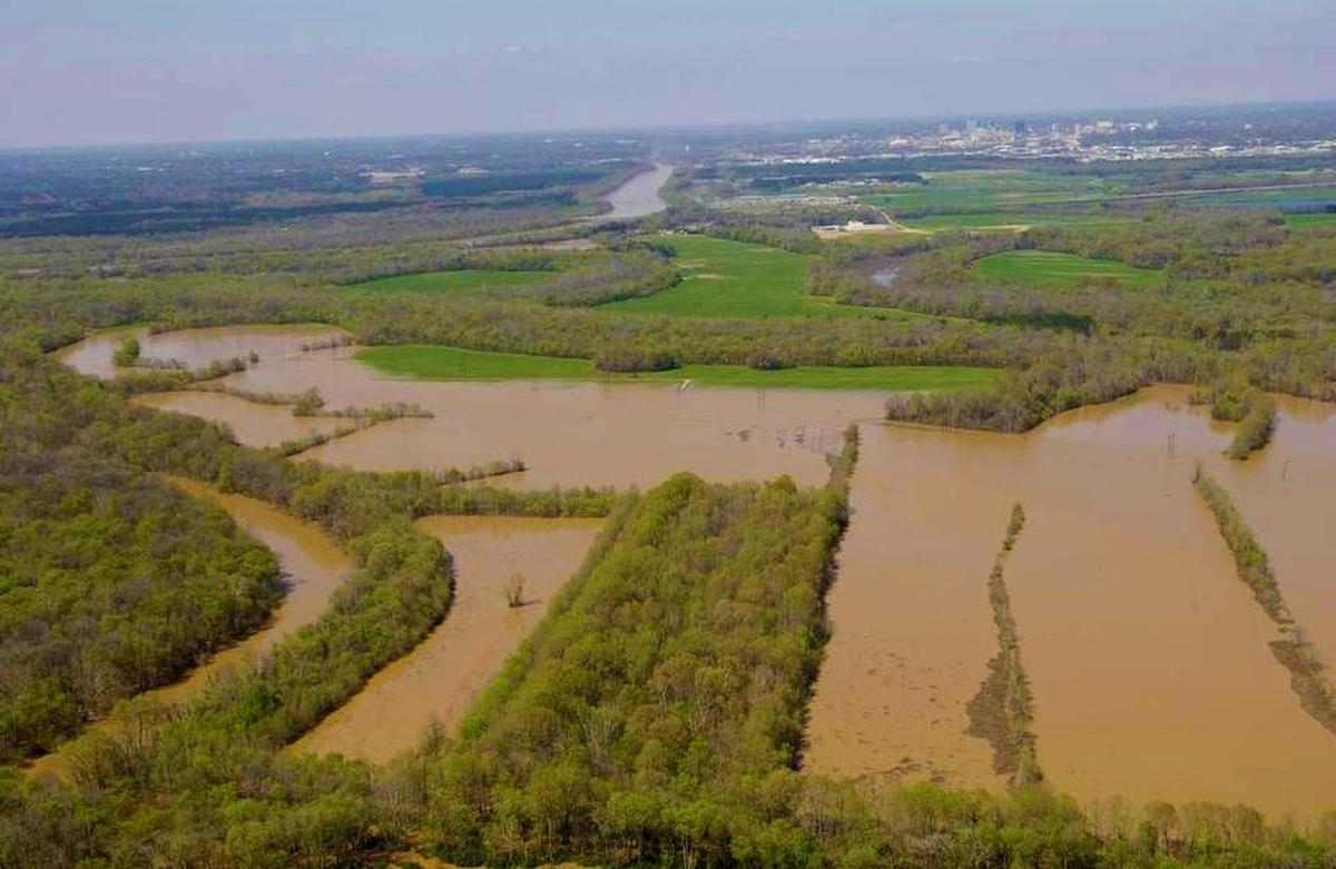 Aerial photo of property called Green Diamond next to the Congaree River south of I-77 and Columbia.