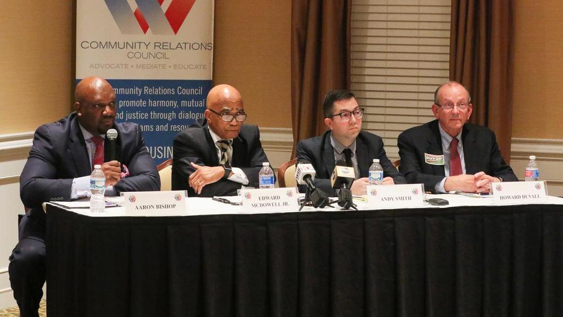 Candidates for two City Council seats sparred Wednesday night during a forum sponsored by the Columbia Community Relations Council.
