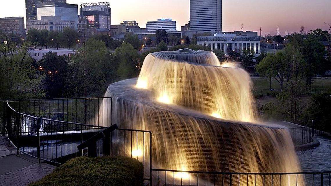 A view of Columbia from the fountain at Finlay Park.