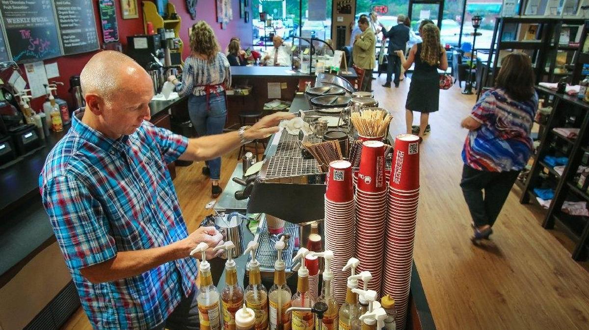 Jerry Caldwell is concerned that a local meal tax could reduce sales at the coffe shop he operates in Chapin.