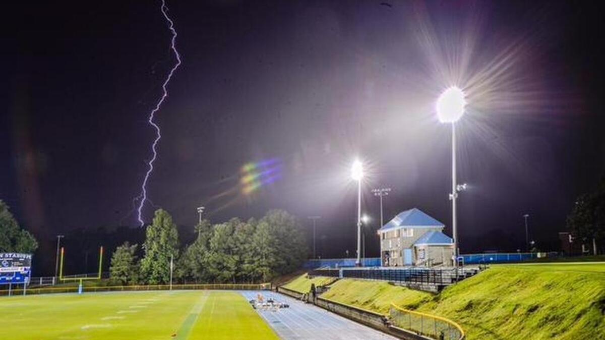 
Lightening surrounding CCES's Carson Stadium in Greenville around 6 p.m.
