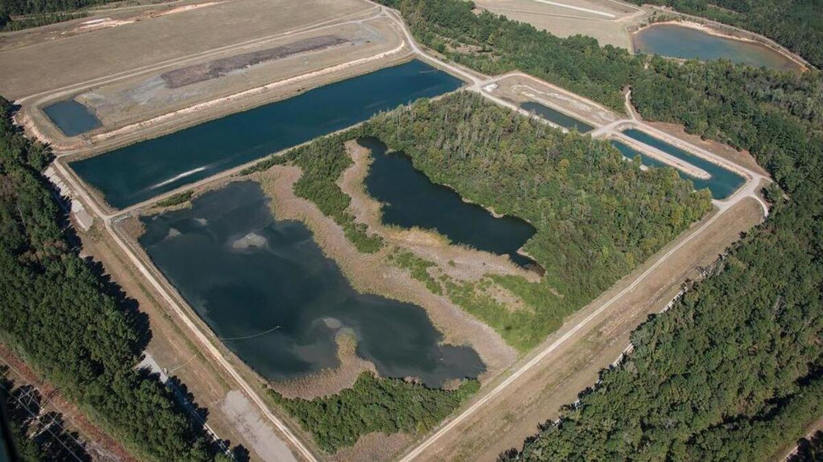Coal ash ponds can pollute rivers if not managed properly. This picture was taken at the Savannah River Site near Aiken.