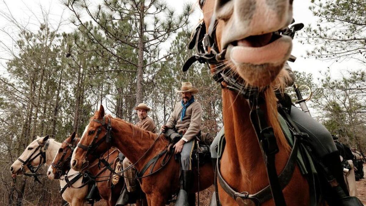 Historical re-enactors participate in a reenactment of the Battle of Aiken on Saturday (Todd Bennett/The Augusta Chronicle via AP) MANDATORY CREDIT