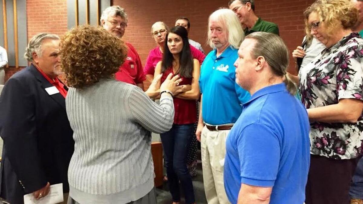 
Richland County Councilwoman Joyce Dickerson speaks to about a dozen residents who live near the proposed development in the Blythewood area. She assured them she would arrange a meeting between them and the developer before the next zoning public hearing. 

